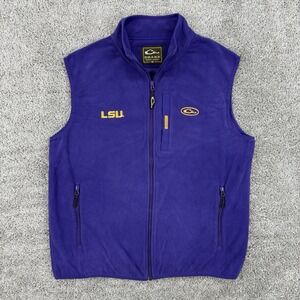Drake LSU Vest Men's L Purple Full Zip Fleece Magnattach Pocket Tigers Football